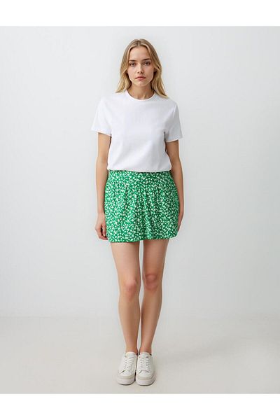 Jimmy Key Green Normal Waist Floral Patterned Knitted Mini Skirt