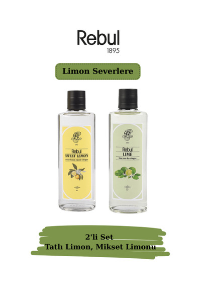 Rebul Sweet Lemon & Lime 250 ml Cam Şişe Kolonya 2’li Set + 10’lu Kolonyalı M...