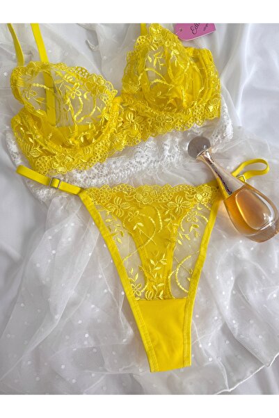 EDLİNGERİE Swan Yellow Bralet Set
