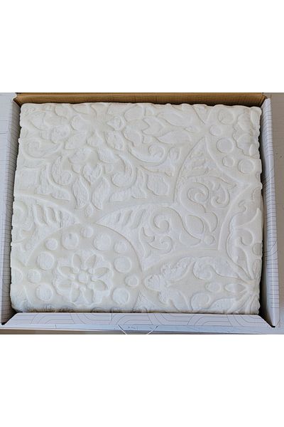 Merinos Elegance Double Blanket Leaf Patterned - Bone