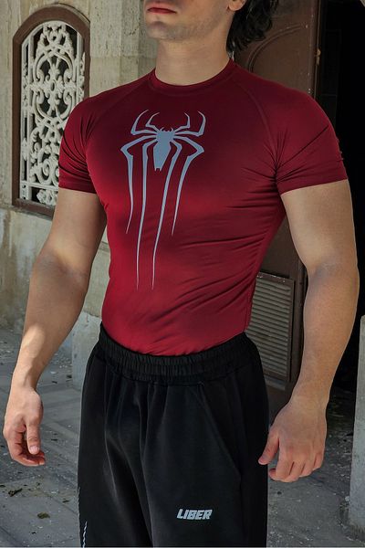 Liber Spider - T-shirt συμπίεσης (CLARET RED)