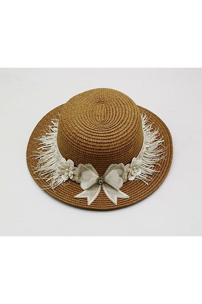 By Piera Girl's Floral Design Straw Hat 8781