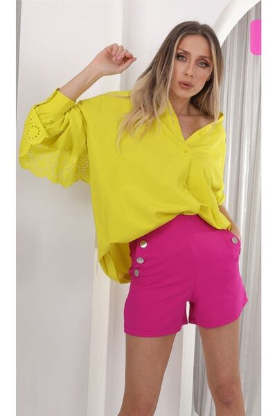 BEBE PLUS Жіноча сорочка з фістовим коміром на спині, оверсайз