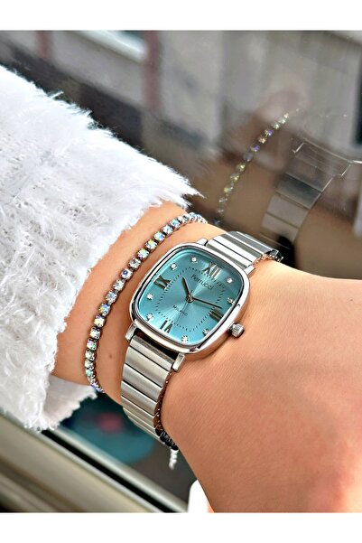 Ferrucci Gümüş Renk Kare Roma Rakamlı Model Garantili Kadın Kol Saati + BİLEKLİK