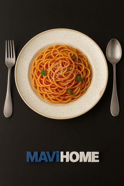 MAViHOME Colorx Series 27 cm Mustard Patterned Pasta Plate Single