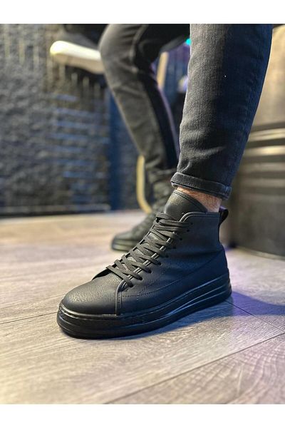 Byshoes Knack High Sole Shoes C-030 Black (Black Sole)