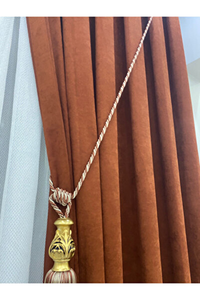 İNCİLİFE Kiremit Rengi Ada Fonluk 1/3 Sık Pileli Fon Perde | Modern ve Yoğun ...