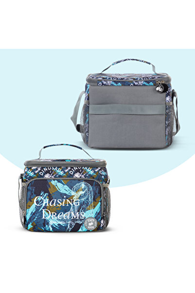 Eazy Kids 18" Set of 8 Trolley Backpack w/ Lunch Bag and Pencil Case-T Rex