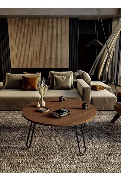 GENERAL ZAHRAT ALFKHAMAH Round Coffee Table - Dark Brown