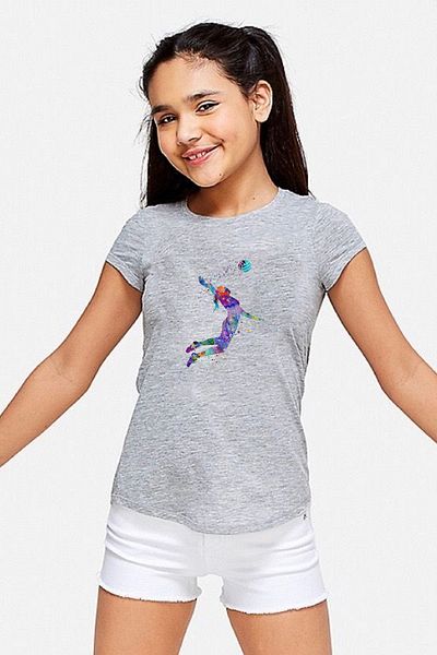 makiteks Bumbac Pieptănat Fată Băiat Unisex Tricou Imprimat Tricou 5 6 7 8 9 10 11 12 13 14 ani Volei03