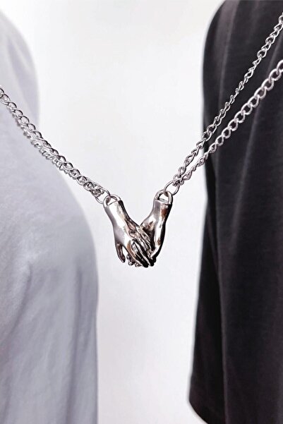 Takı Dükkanı Magnet Hands Couple Lover Necklace and Bracelet Set Bbs08