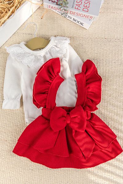 Babymod 100% Cotton Stylish Baby Girl Gilet Skirt Dress with Bow
