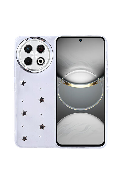 Ahlttiba حافظة متوافقة مع هاتف Tecno Spark 30 Pro المحمول، غطاء عمود شفاف فضي مع تصميم وسادة هوائية