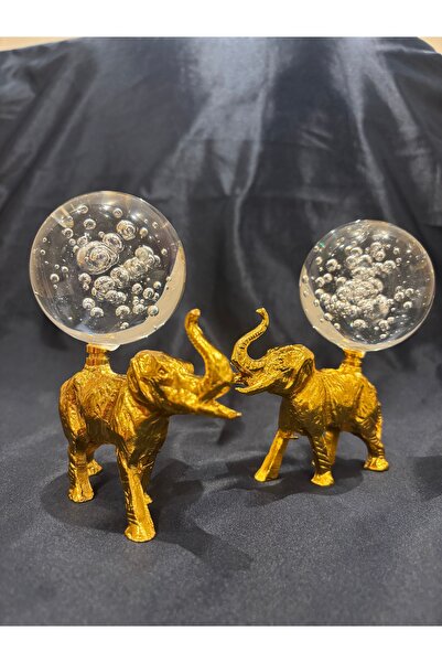Fatih Dekoratif Hayvan Figürlü 2'li Fil Set Kristal Biblo