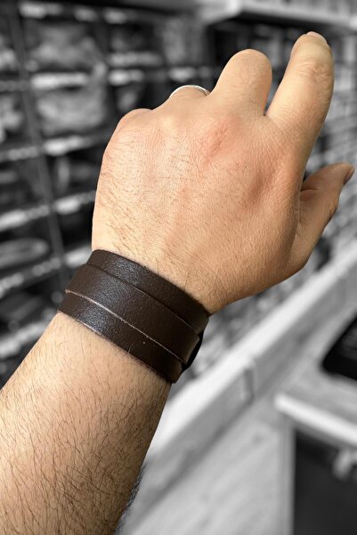Takı Dükkanı Boyu Ayarlanabilir Metal Tokalı Erkek Deri Bileklik adb13-2