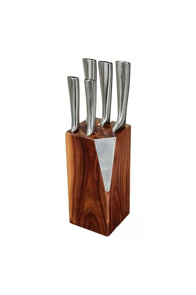 Secret de Gourmet Acacia knife set, stainless steel, in holder, 5 pieces