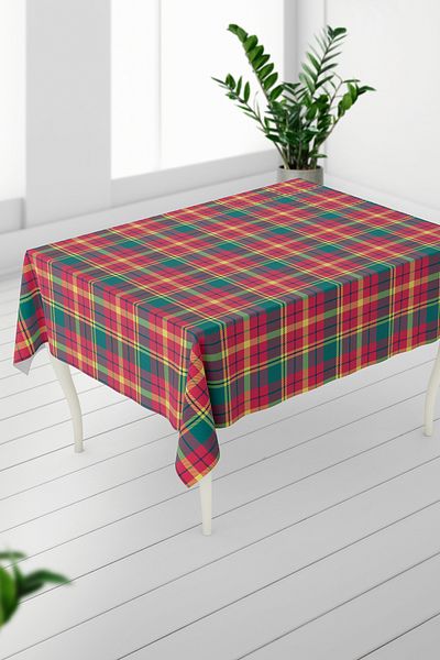 HediyeLabs Vintage Plaid Patterned Digital Printed Vinyl Tablecloth – Retro Comfort Series