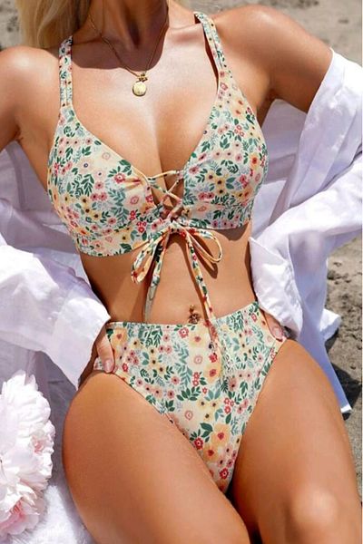 Wesby High Waist Bikini Set with Front Tie Detail