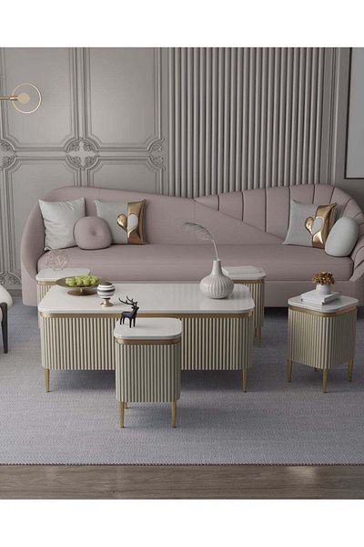 GENERAL ZAHRAT ALFKHAMAH Luxury Coffee Table Set – 5 Pieces