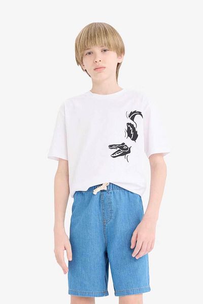 DeFacto Boy's Crew Neck Printed Short Sleeve T-Shirt E0173A825Hs
