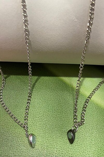 Takı Dükkanı Magnetized Hearts Lover Necklace and Bracelet Set Double Color Bbs07