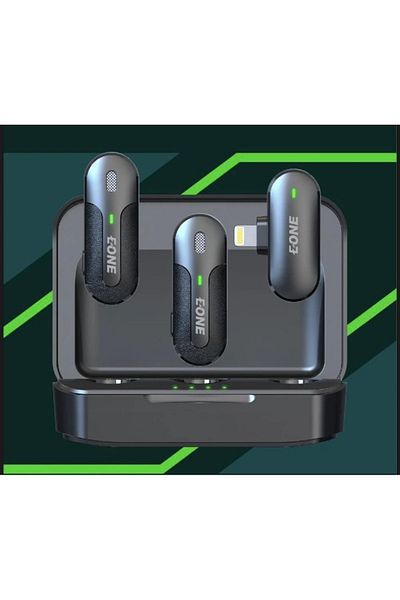 KARAKER Dual wireless microphone with superior sound quality, ideal for recording, live broadcasting, and interviews.
