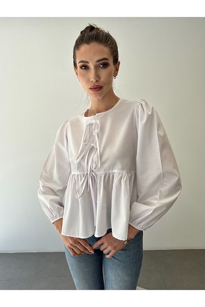 ossons Cămașă cu fundă din țesătură popelin de bumbac