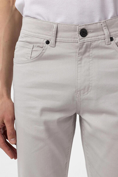 SÜVARİ Slim Kalıp Çizgi Desenli %85 Pamuk İnce Keten Pantolon