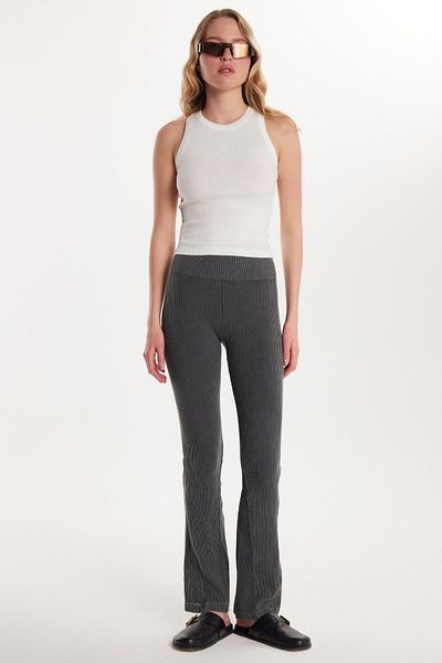 Tudors Women's Slim Fit Slim Fit Ribbed Skinny Leg Anthracite Trousers