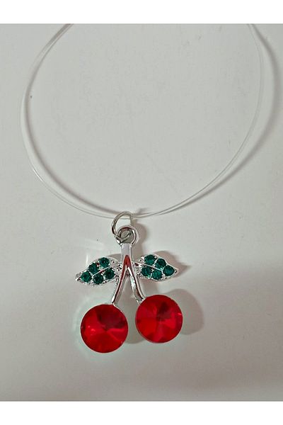 mos&more Minimal Cherry Stone Ghost Women's Necklace, Stretchy