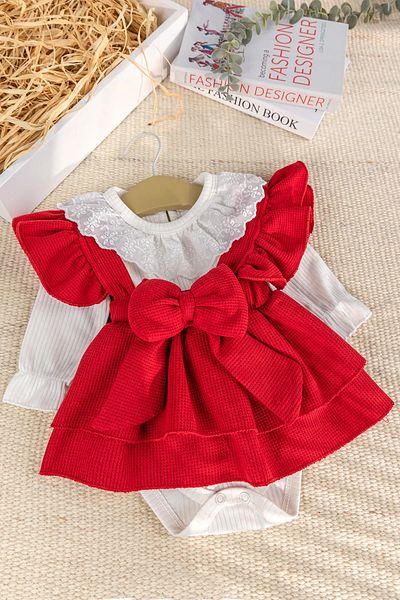 Babymod 100% Cotton Stylish Baby Girl Gilet Skirt Dress with Bow
