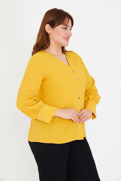 UNIQUE LADY V-Neck Long Sleeve Stylish and Modern Design Shirt