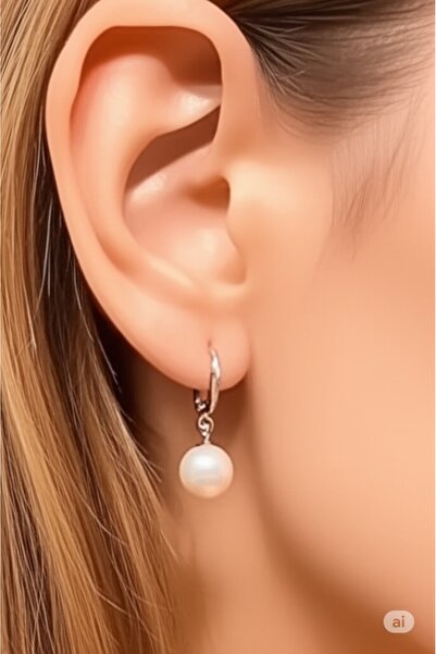 HARİNA أقراط اللؤلؤ الفضية