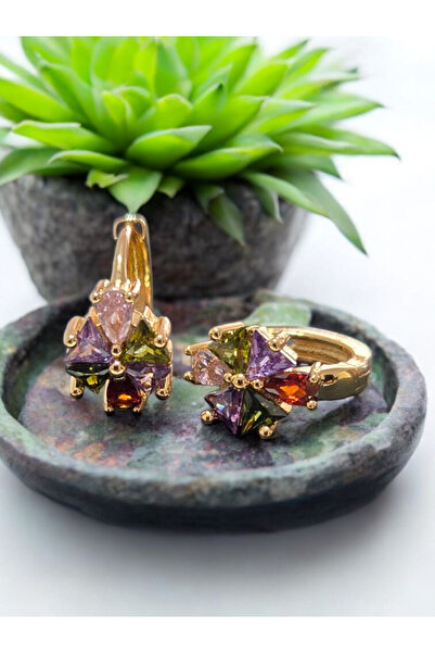 Erkçe Takı Xuping Taşlı Yonca Küpe