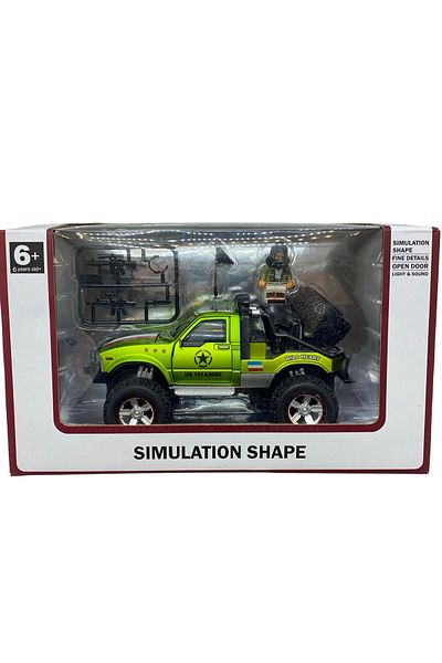 JPT Green Jeep metal model with figurine