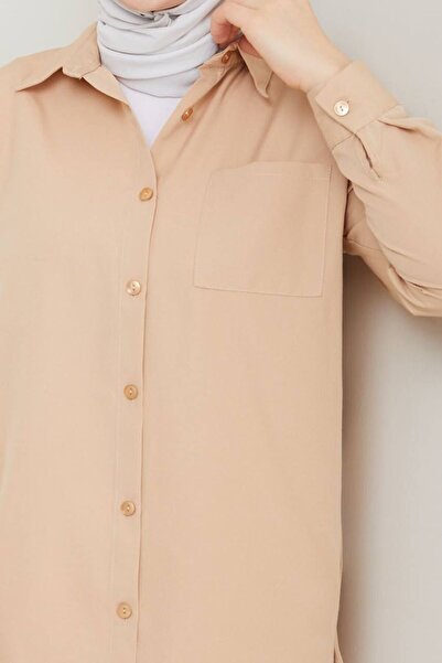 AVK MODA Γυναικείο πουκάμισο ABS Boyfriend Hijab Beige