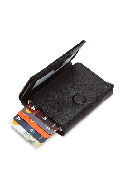 Newish Polo Men's Black Mechanism Magnet Closure Wallet and Card Holder