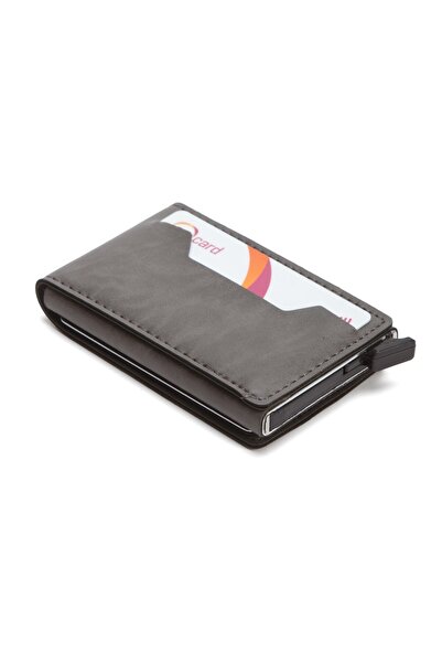Newish Polo Men's Gray Rfid Protected Automatic Mechanism Theft Protection Card Holder Wallet