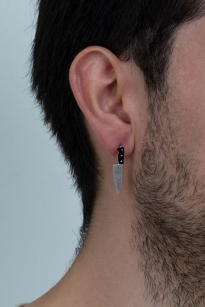 Takı Dükkanı Master Chef Uniesex Men's Women's Blade Earrings Pair Bck37