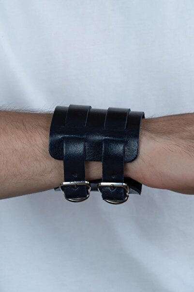 Takı Dükkanı Çift Tokalı Geniş Yeniçeri Osmanlı Erkek Deri Bileklik b30