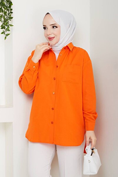 AVK MODA Γυναικείο πουκάμισο ABS Boyfriend Hijab πορτοκαλί