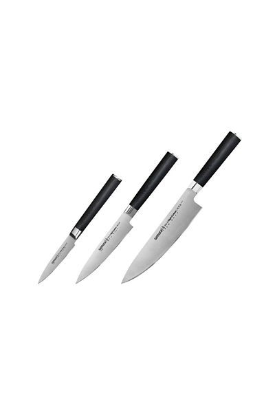 Samura Set of 3 Samura MO-V knives, vegetable, universal, chef, AUS 8, HRC 58