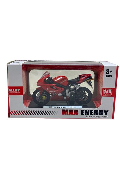JPT Red motorcycle model, metal and plastic, 1:18