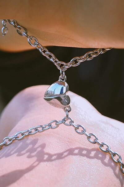 Takı Dükkanı Magnet couple hearts lover necklace & bracelet set bbs06