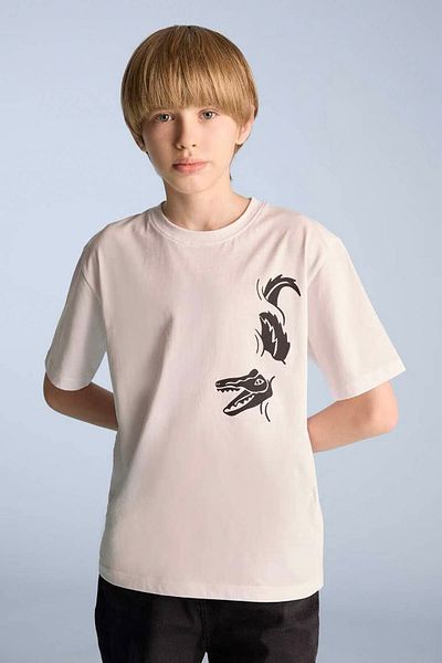 DeFacto Boy's Crew Neck Printed Short Sleeve T-Shirt E0173A825Hs