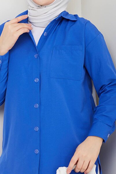 AVK MODA Γυναικείο πουκάμισο ABS Boyfriend Hijab Blue