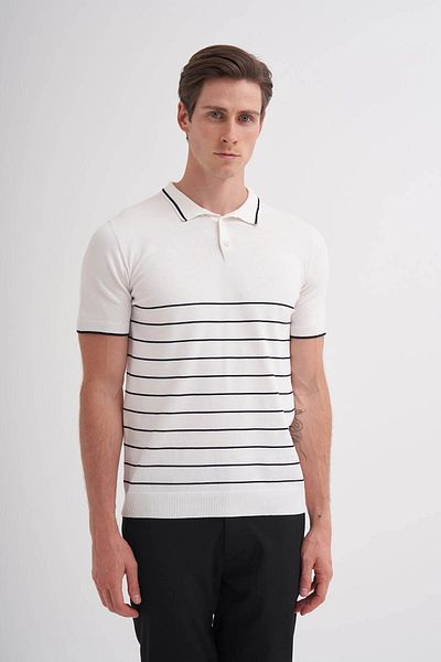 Cazador Πλεκτό Ecru Ανδρικό T-shirt 3012