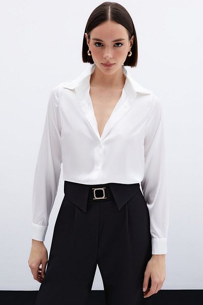 Sateen Ecru Satin Shirt