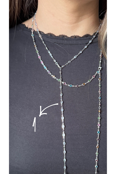 ZEYCE قلادة على شكل حرف Y من الحجر الأبيض الفضي هذا هو السعر للقلادة رقم 1