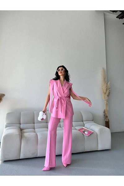 STMT BUTİK Oversize Tie Blazer Jacket & High Waist Trousers Suit – Suit Elegance